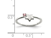 Sterling Silver Polished Pink Cubic Zirconia and Star Children's Ring