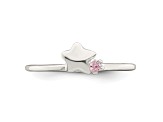 Sterling Silver Polished Pink Cubic Zirconia and Star Children's Ring