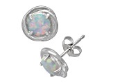 White Lab Created Opal Sterling Silver Swirl Stud Earrings 1.00ctw