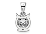 Rhodium Over Sterling Silver Black and White Cubic Zirconia Owl Pendant