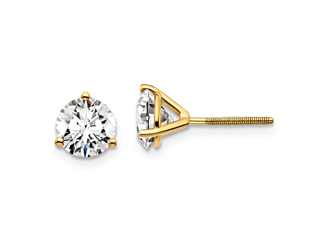 14K Yellow Gold Lab Grown Diamond 1 1/2ct. VS/SI GH+, 3 Prong Screwback Earrings