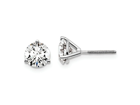 Rhodium Over 14K Gold Lab Grown Diamond 1 1/2ct. VS/SI GH+, 3 Prong Screwback Earrings