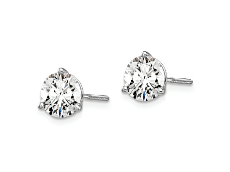 Rhodium Over 14K Gold Lab Grown Diamond 1 1/2ct. VS/SI GH+, 3 Prong Screwback Earrings