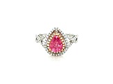 1.49 Ctw Padparadscha Sapphire and 0.44 Ctw White Diamond Ring in 18K 2-Tone