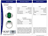 Oval Green Emerald and White Diamond Platinum Ring. 10.10 CTW