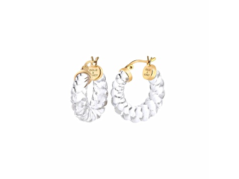 14K Yellow Gold Over Sterling Silver Clear Chunky Rope Acrylic Hoops