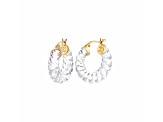 14K Yellow Gold Over Sterling Silver Clear Chunky Rope Acrylic Hoops