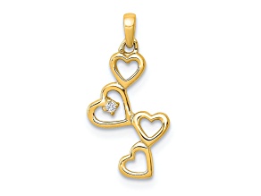 14k Yellow Gold Diamond Heart Pendant