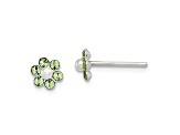 Sterling Silver Crystal and Imitation Pearl Flower Post Earring Set