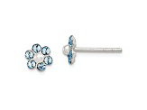 Sterling Silver Crystal and Imitation Pearl Flower Post Earring Set