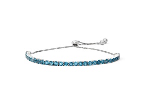 London Blue Topaz Sterling Silver Bolo Bracelet 3.41ctw