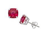 Red Lab Created Ruby Sterling Silver Stud Earrings 4.60ctw
