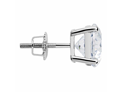 White Cubic Zirconia 14k White Gold Single Stud With Velvet Gift Box 1.50ctw