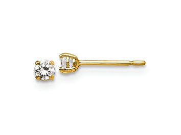 Picture of 14K Yellow Gold 2.5mm Round Cubic Zirconia Basket Set Stud Earrings