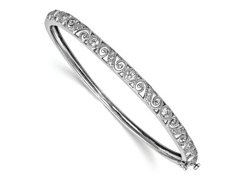 Picture of Rhodium Over 14k White Gold 5mm Diamond Hinged Bangle 0.70ctw