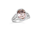 Judith Ripka 5.60ct Morganite Simulant and 0.93ctw Bella Luce Rhodium Over Sterling Silver Ring