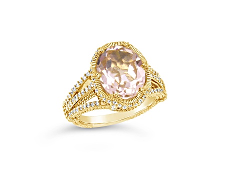 Judith Ripka 5.60ct Morganite Simulant and 0.93ctw Bella Luce 14K Gold Clad Ring