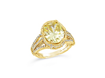 Picture of Judith Ripka 8.2ct Canary Yellow and 0.93ctw White Bella Luce Diamond Simulant 14K Gold Clad Ring