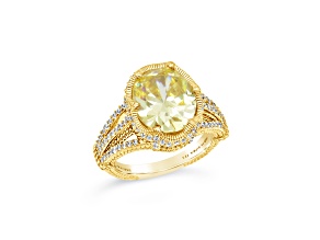 Judith Ripka 8.2ct Canary Yellow and 0.93ctw White Bella Luce Diamond Simulant 14K Gold Clad Ring