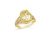 Judith Ripka 8.2ct Canary Yellow and 0.93ctw White Bella Luce Diamond Simulant 14K Gold Clad Ring