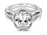 Judith Ripka 9.13ctw Oval and Round Bella Luce Diamond Simulant Rhodium Over Sterling Silver Ring