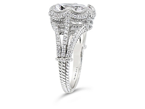 Judith Ripka 9.13ctw Oval and Round Bella Luce Diamond Simulant Rhodium Over Sterling Silver Ring