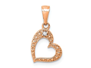14k Rose Gold Diamond Open Heart Pendant