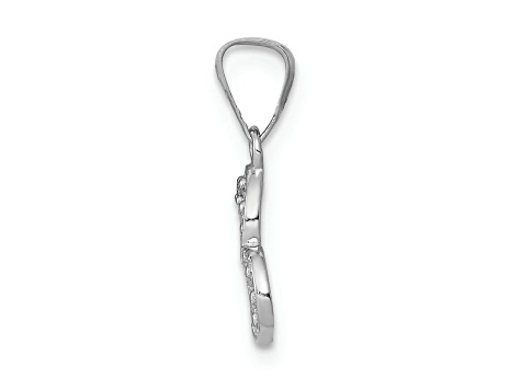 Rhodium Over 14k White Gold Diamond Heart Pendant