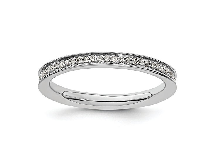 Sterling Silver Stackable Expressions and Diamonds Polished Ring 0.195ctw