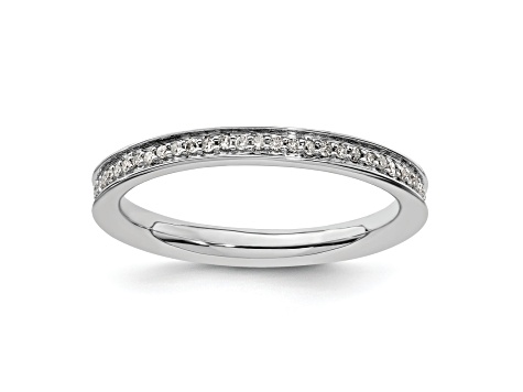 Sterling Silver Stackable Expressions and Diamonds Polished Ring 0.195ctw