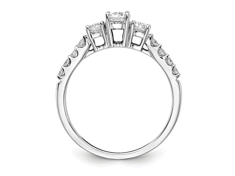 Rhodium Over 14K White Gold Lab-Grown Diamond SI1/SI2, G H I, 3-Stone Engagement Ring