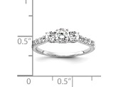Rhodium Over 14K White Gold Lab-Grown Diamond SI1/SI2, G H I, 3-Stone Engagement Ring