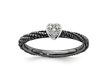 Picture of Ruthenium Over Sterling Silver Diamond Stackable Expressions Heart Ring 0.02ctw