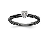 Ruthenium Over Sterling Silver Diamond Stackable Expressions Heart Ring 0.02ctw