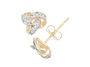 White Diamond Accent 10K Yellow Gold Love Knot Earrings