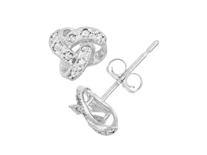 White Diamond Accent 10K White Gold Diamond Love Knot Earrings