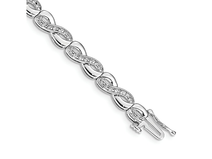 Rhodium Over 14k White Gold Diamond Infinity Link Bracelet
