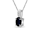 Black Sapphire Rhodium Over Sterling Silver Pendant with Chain 1.00ctw