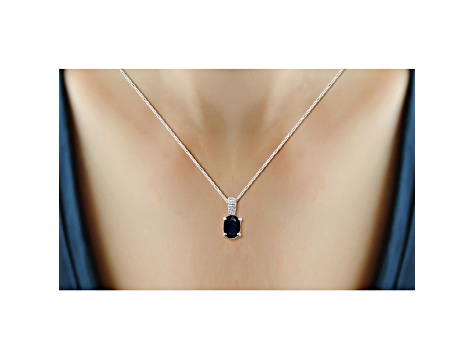 Black Sapphire Rhodium Over Sterling Silver Pendant with Chain 1.00ctw
