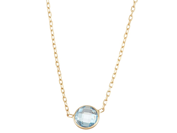 Blue Lab Created Spinel 10k Yellow Gold Station Necklace 0.95ctw