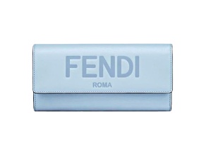 Fendi Roma Light Blue Smooth Calf Leather Continental Flap Wallet