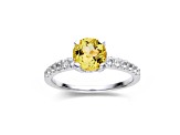 Yellow Lab Created Sapphire with White Topaz Accents Rhodium Over Sterling Silver Solitaire Ring