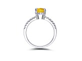 Yellow Lab Created Sapphire with White Topaz Accents Rhodium Over Sterling Silver Solitaire Ring