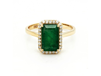 Picture of 3.31 Ctw Emerald and 0.20 Ctw White Diamond Ring in 14K YG