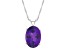 14x10mm Oval Amethyst Rhodium Over Sterling Silver Pendant With Chain