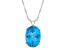 14x10mm Oval Blue Topaz Rhodium Over Sterling Silver Pendant With Chain