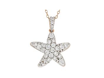 Picture of White Lab-Grown Diamond 14kt Rose Gold Starfish Pendant With Cable Chain 1.00ctw