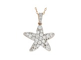 White Lab-Grown Diamond 14kt Rose Gold Starfish Pendant 1.00ctw