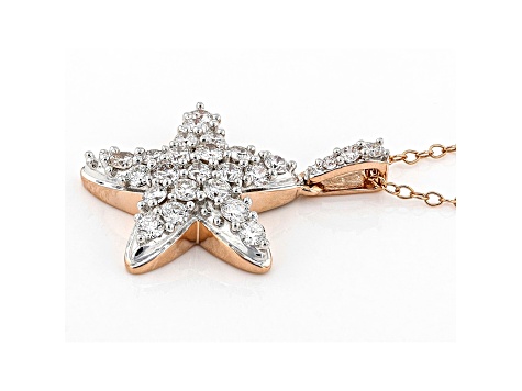 White Lab-Grown Diamond 14kt Rose Gold Starfish Pendant With Cable Chain 1.00ctw