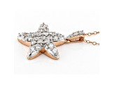 White Lab-Grown Diamond 14kt Rose Gold Starfish Pendant With Cable Chain 1.00ctw